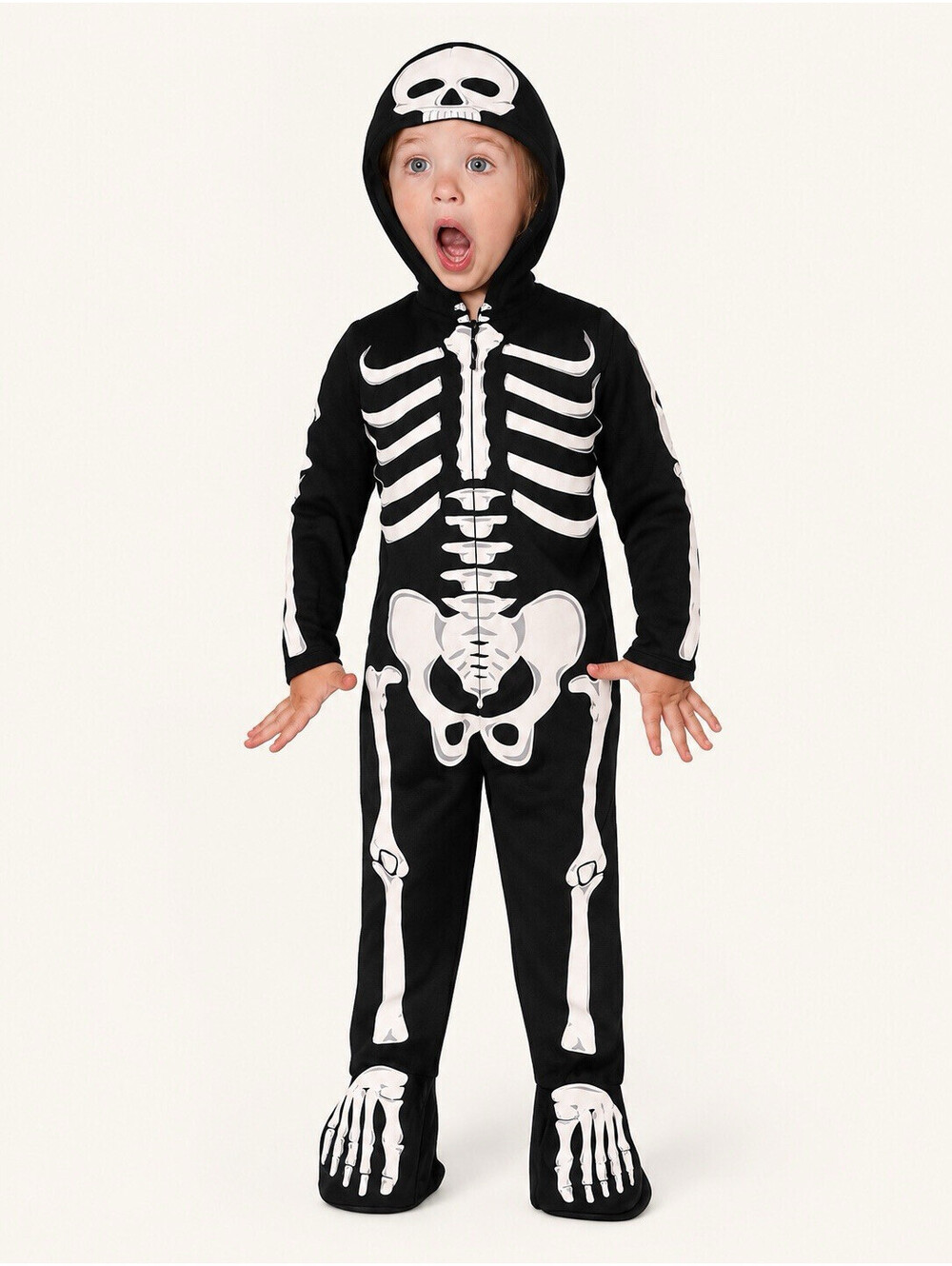 Spirit Hooded Skeleton Jumpsuit Costume 18-24 Months Cotton Black/White